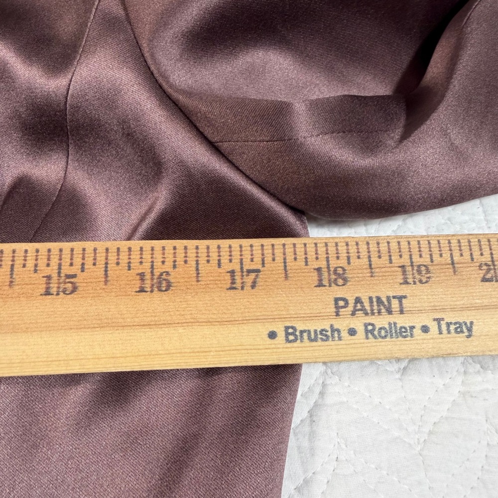 Escada 100% Silk Ruffle Front Mock Neck Jacket Brown Women's Size 36 - Picture 6 of 12
